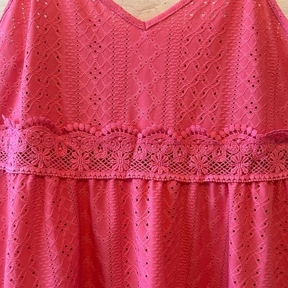 SHEIN Curve Women's Pink Lace Cami Size 1XL Coral Pink Eyelet Summer Spring - Picture 3 of 5
